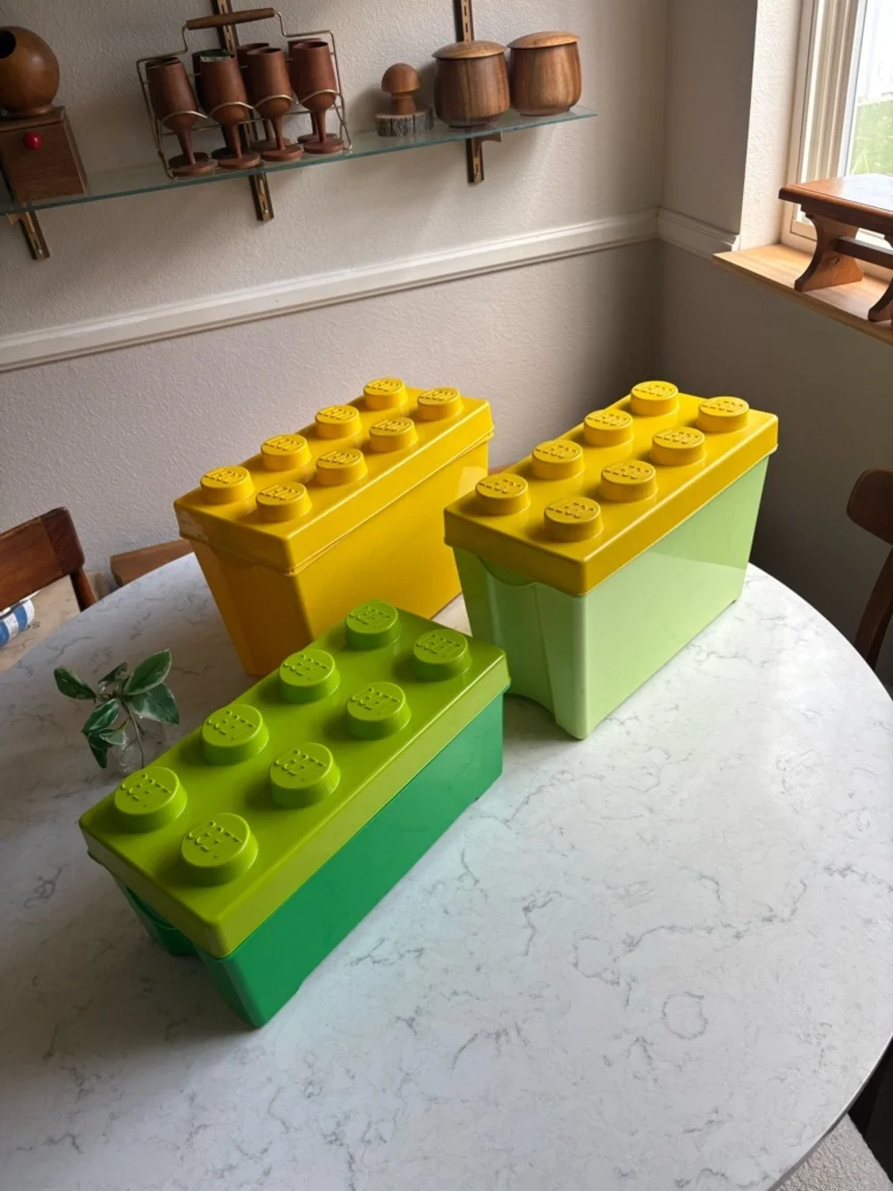 Lego Stackable Storage Bricks in Yellow and Lime Green